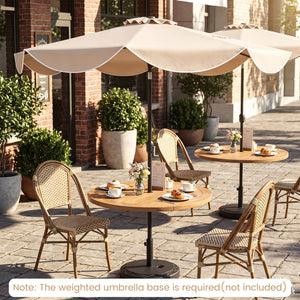 10 FT Scalloped Solar Patio Umbrella with 24 LED Lights and Tilt Adjustment-Beige