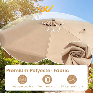 10 FT Scalloped Solar Patio Umbrella with 24 LED Lights and Tilt Adjustment-Beige