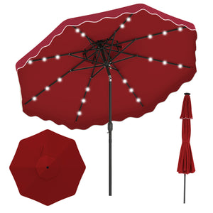 10 FT Solar LED Patio Umbrella for Deck and Pool-Red