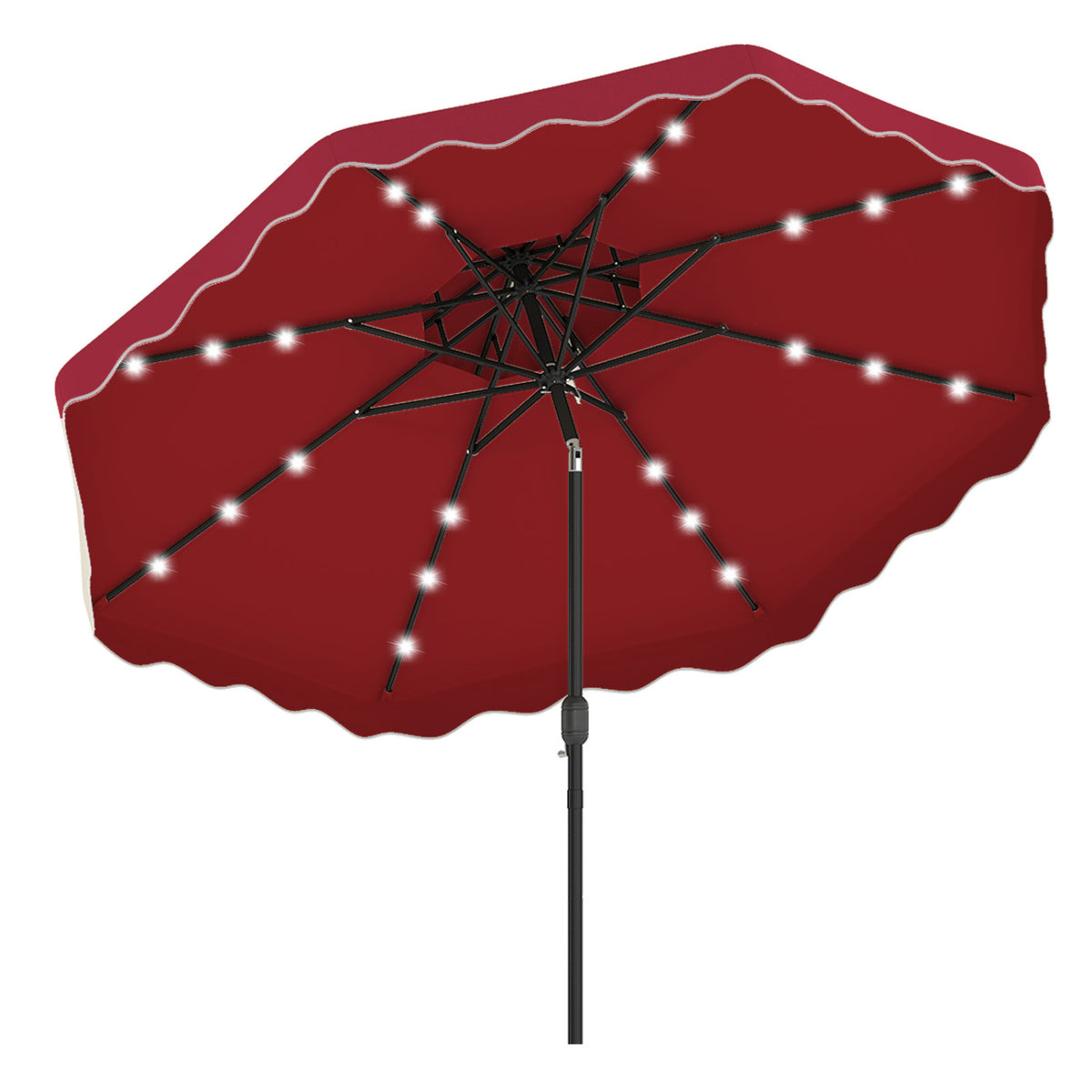 10 FT Solar LED Patio Umbrella for Deck and Pool-Red