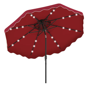 10 FT Solar LED Patio Umbrella for Deck and Pool-Red