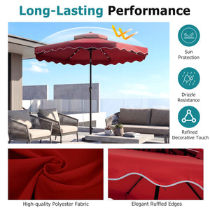 10 FT Solar LED Patio Umbrella for Deck and Pool-Red