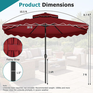10 FT Solar LED Patio Umbrella for Deck and Pool-Red