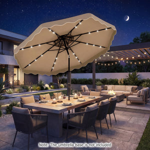 10 FT Solar LED Patio Umbrella for Deck and Pool-Brown