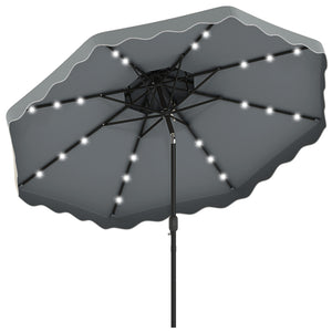10 FT Solar LED Patio Umbrella for Deck and Pool-Gray