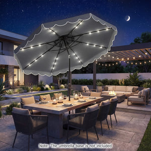 10 FT Solar LED Patio Umbrella for Deck and Pool-Gray