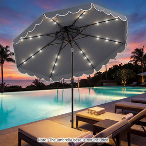 10 FT Solar LED Patio Umbrella for Deck and Pool-Gray