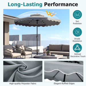 10 FT Solar LED Patio Umbrella for Deck and Pool-Gray