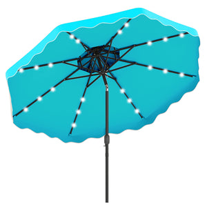 10 FT Solar LED Patio Umbrella for Deck and Pool-Turquoise