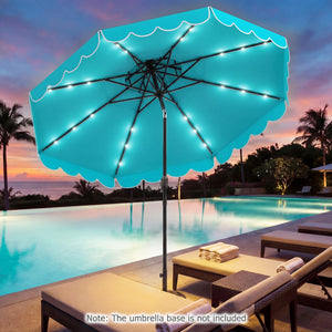 10 FT Solar LED Patio Umbrella for Deck and Pool-Turquoise