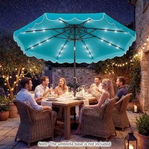 10 FT Solar LED Patio Umbrella for Deck and Pool-Turquoise