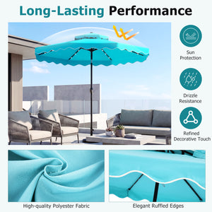 10 FT Solar LED Patio Umbrella for Deck and Pool-Turquoise