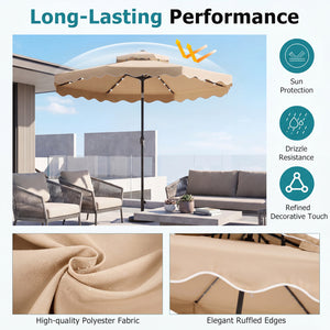 10 FT Solar LED Patio Umbrella for Deck and Pool-Beige