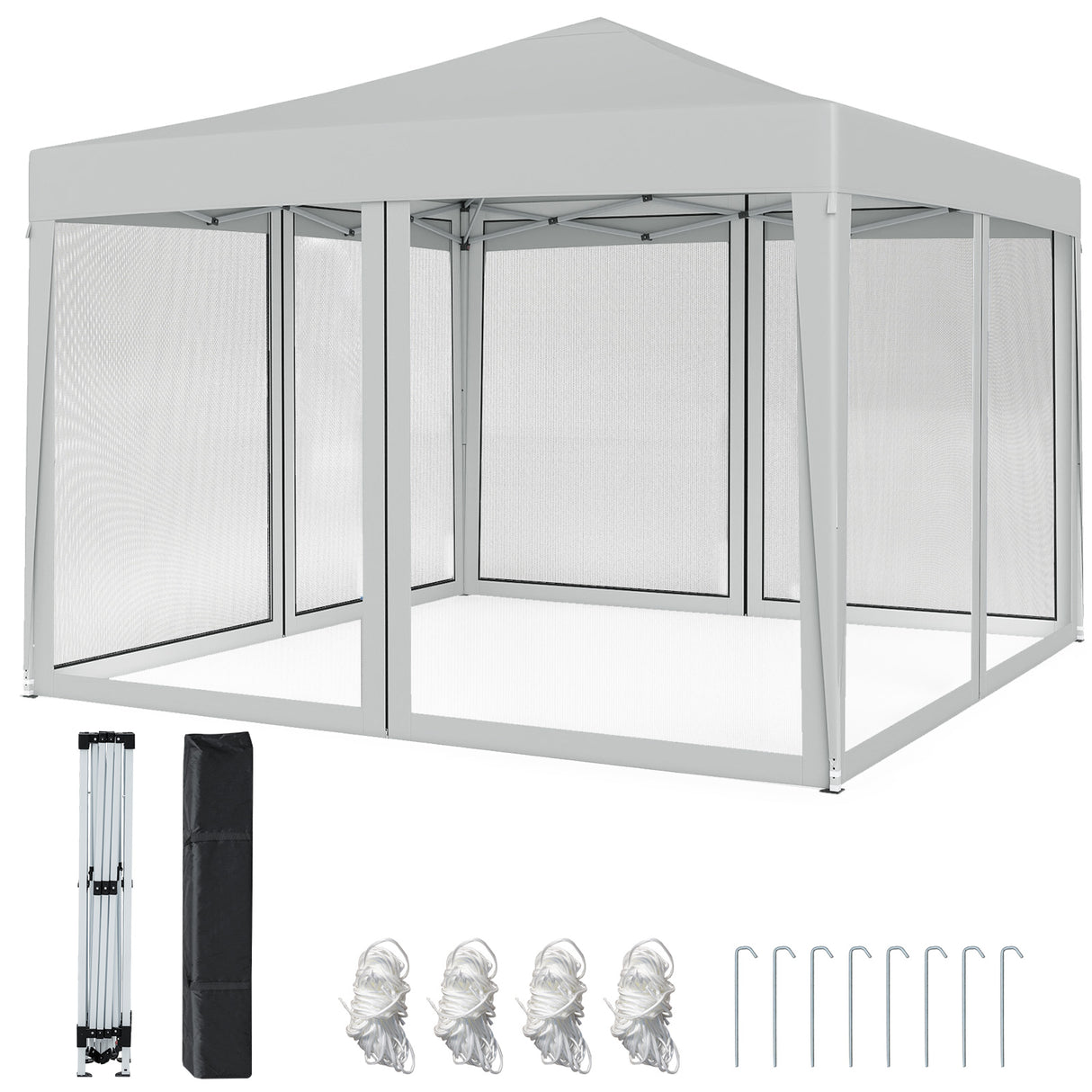 10 FT x 10 FT Pop-Up Canopy Tent Easy Setup Instant Folding Shelter with Mesh Netting-Beige