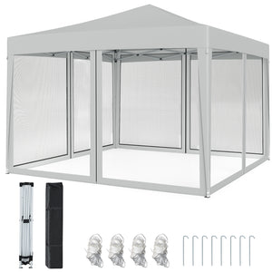 10 FT x 10 FT Pop-Up Canopy Tent Easy Setup Instant Folding Shelter with Mesh Netting-Beige