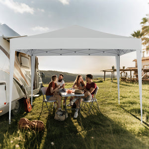 10 FT x 10 FT Pop-Up Canopy Tent Easy Setup Instant Folding Shelter with Mesh Netting-Beige