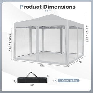 10 FT x 10 FT Pop-Up Canopy Tent Easy Setup Instant Folding Shelter with Mesh Netting-Beige