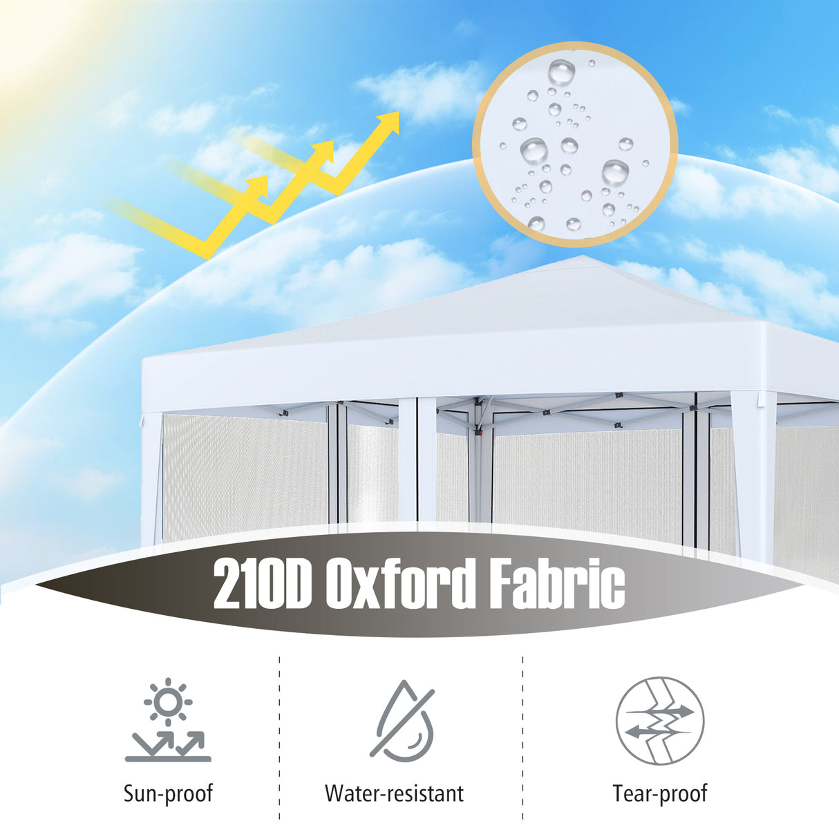 10 FT x 10 FT Pop-Up Canopy Tent Easy Setup Instant Folding Shelter with Mesh Netting-White