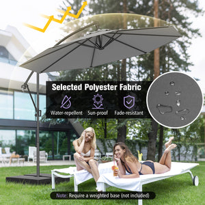 10 Feet Offset Hanging Umbrella with Base and Infinite Tilt-Gray by DirectDeals