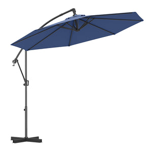 10 Feet Offset Hanging Umbrella with Base and Infinite Tilt-Navy by DirectDeals