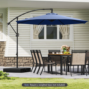 10 Feet Offset Hanging Umbrella with Base and Infinite Tilt-Navy by DirectDeals