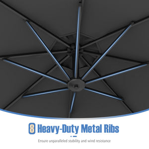 10 Feet Offset Hanging Umbrella with Base Patio Cantilever Umbrella with Tilt-Gray by DirectDeals