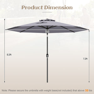 10 Feet Outdoor Patio Umbrella with Tilt Adjustment and Crank-Gray