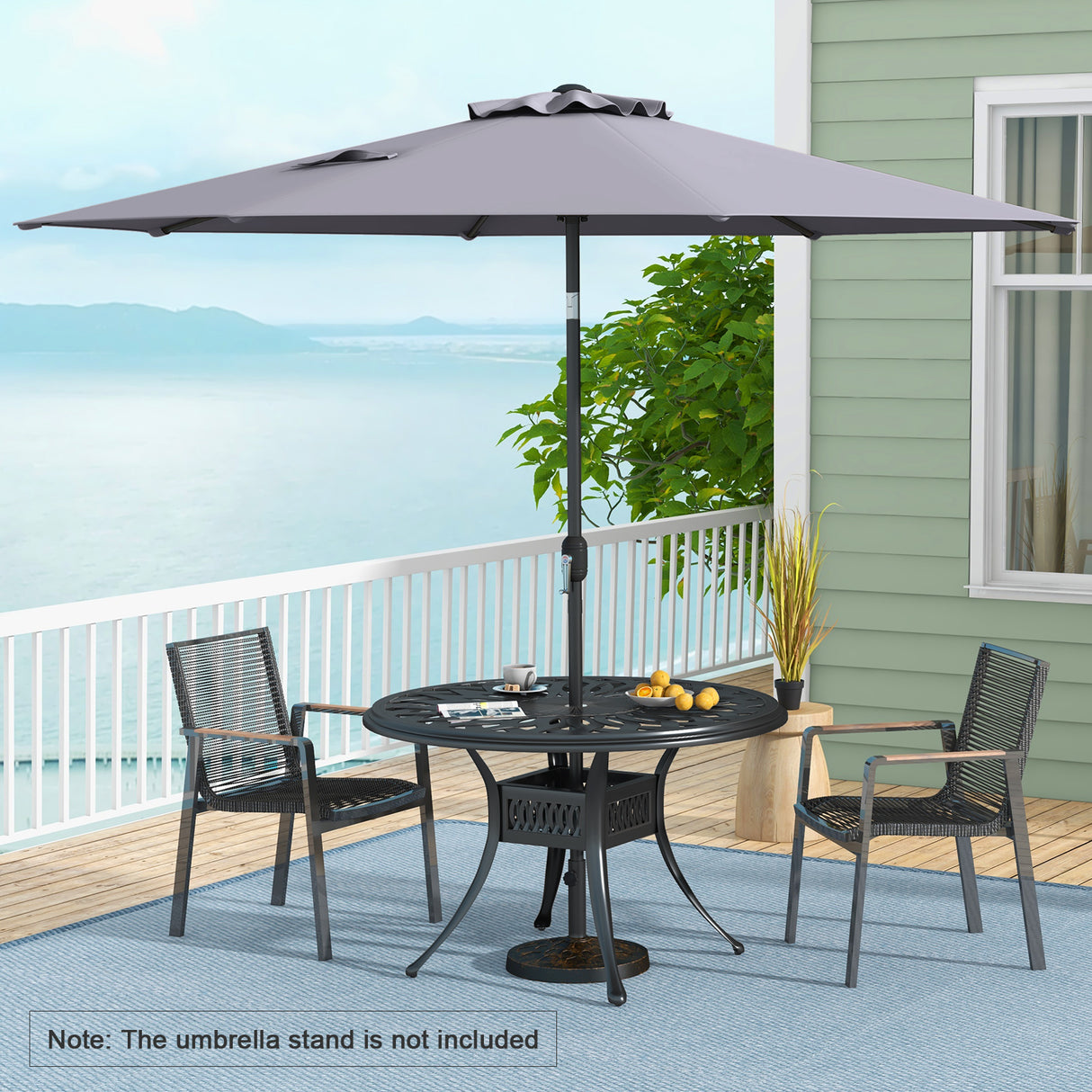10 Feet Outdoor Patio Umbrella with Tilt Adjustment and Crank-Gray