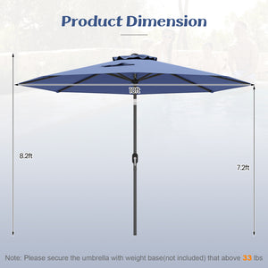 10 Feet Outdoor Patio Umbrella with Tilt Adjustment and Crank-Navy