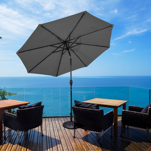 10 Feet Outdoor Patio Umbrella with Bright Solar LED Lights-Gray by DirectDeals