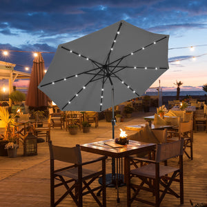 10 Feet Outdoor Patio Umbrella with Bright Solar LED Lights-Gray by DirectDeals