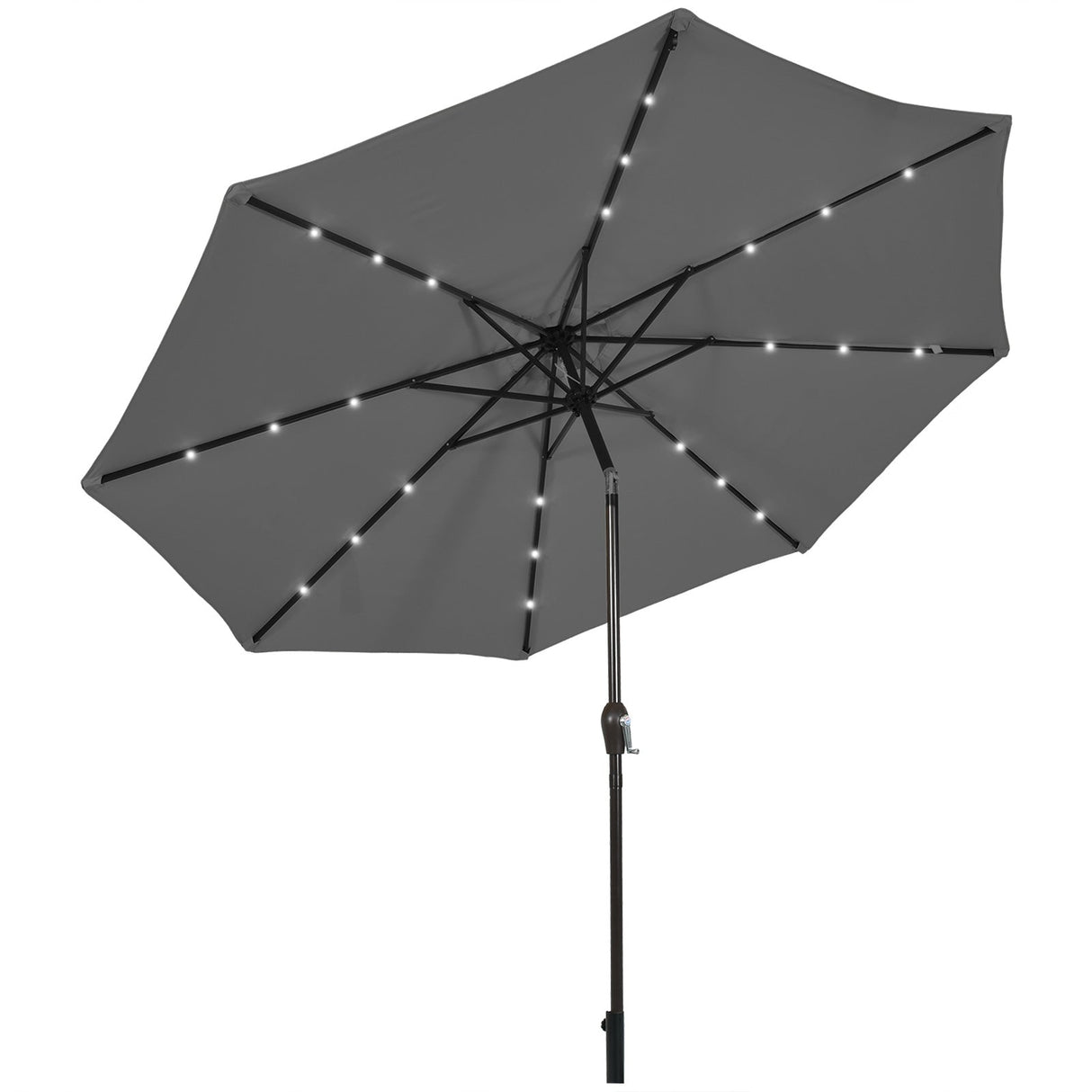 10 Feet Outdoor Patio Umbrella with Bright Solar LED Lights-Gray by DirectDeals