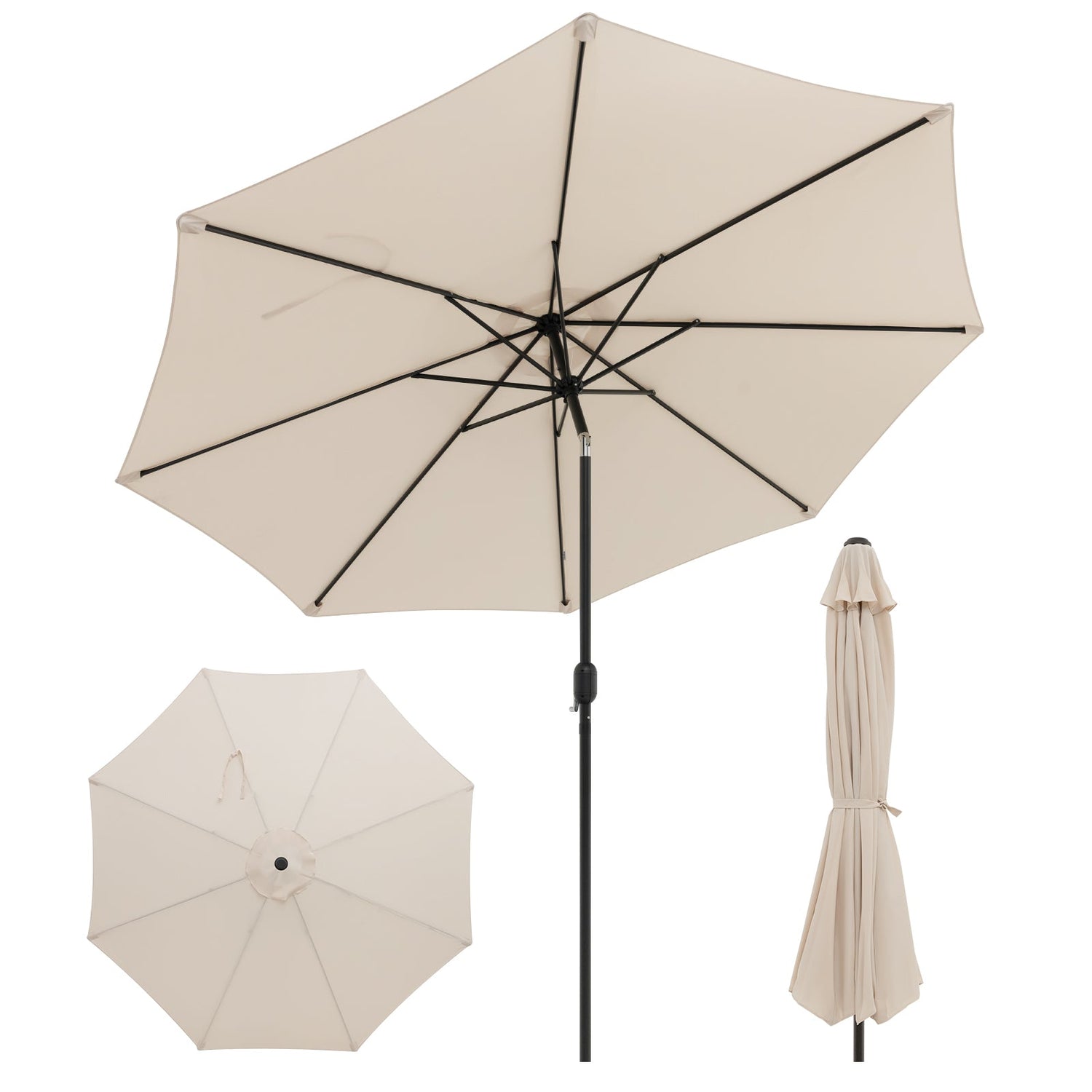 10 Feet Outdoor Patio Umbrella with Tilt Adjustment and Crank-Beige by DirectDeals