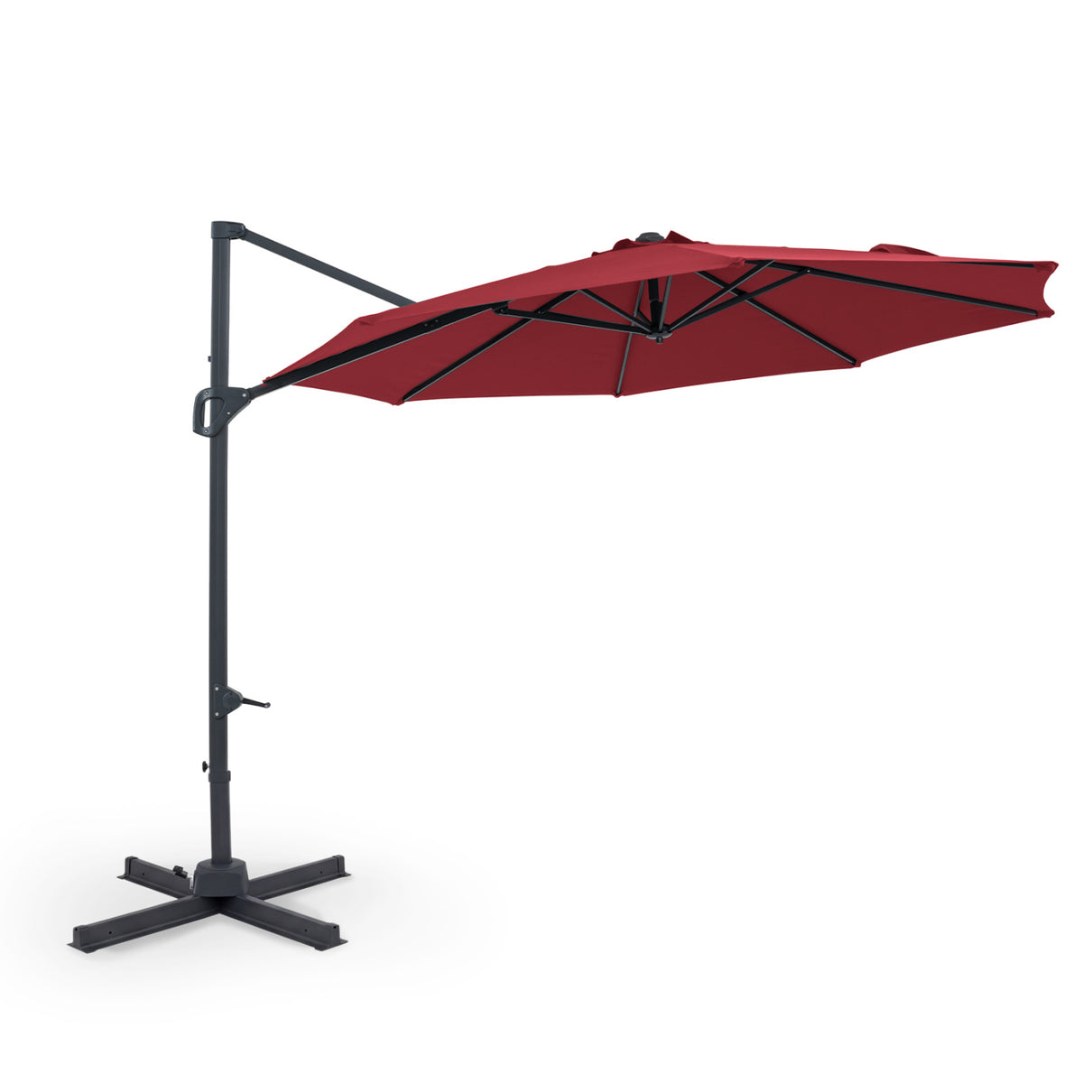10 Feet Patio Cantilever Umbrella with Easy Tilt Adjustment-Wine