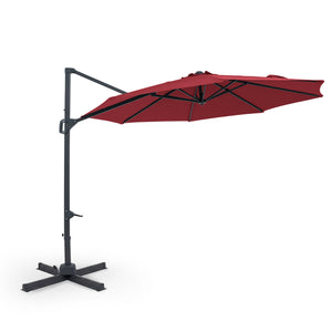 10 Feet Patio Cantilever Umbrella with Easy Tilt Adjustment-Wine