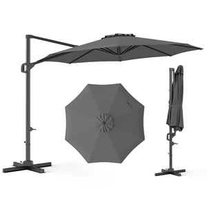 10 Feet Patio Cantilever Umbrella with Easy Tilt Adjustment-Gray