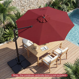 10 Feet Patio Cantilever Umbrella with Easy Tilt Adjustment-Wine