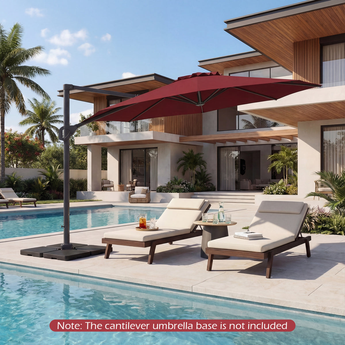 10 Feet Patio Cantilever Umbrella with Easy Tilt Adjustment-Wine