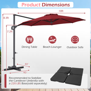 10 Feet Patio Cantilever Umbrella with Easy Tilt Adjustment-Wine
