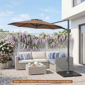 10 Feet Patio Cantilever Umbrella with Easy Tilt Adjustment-Brown