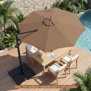 10 Feet Patio Cantilever Umbrella with Easy Tilt Adjustment-Brown