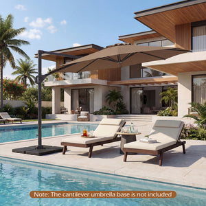 10 Feet Patio Cantilever Umbrella with Easy Tilt Adjustment-Brown