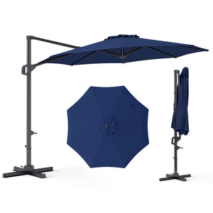 10 Feet Patio Cantilever Umbrella with Easy Tilt Adjustment-Navy