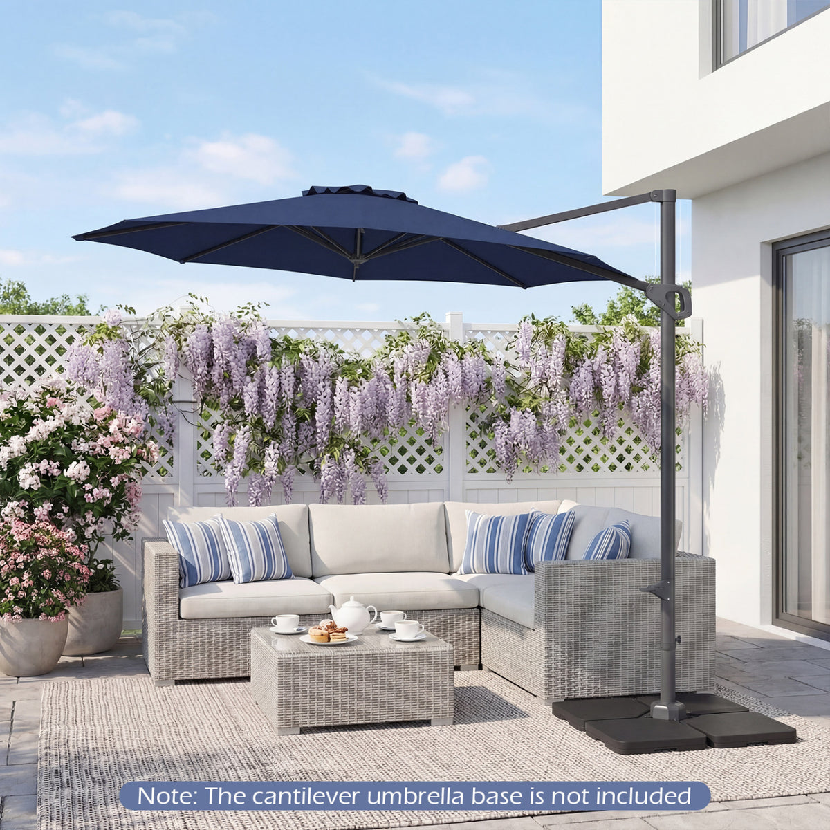 10 Feet Patio Cantilever Umbrella with Easy Tilt Adjustment-Navy