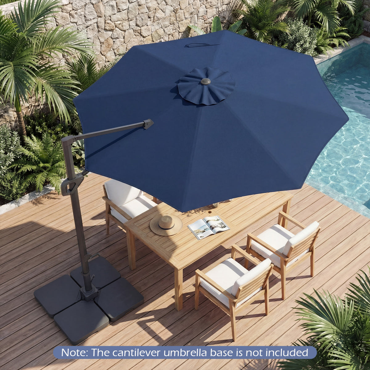 10 Feet Patio Cantilever Umbrella with Easy Tilt Adjustment-Navy