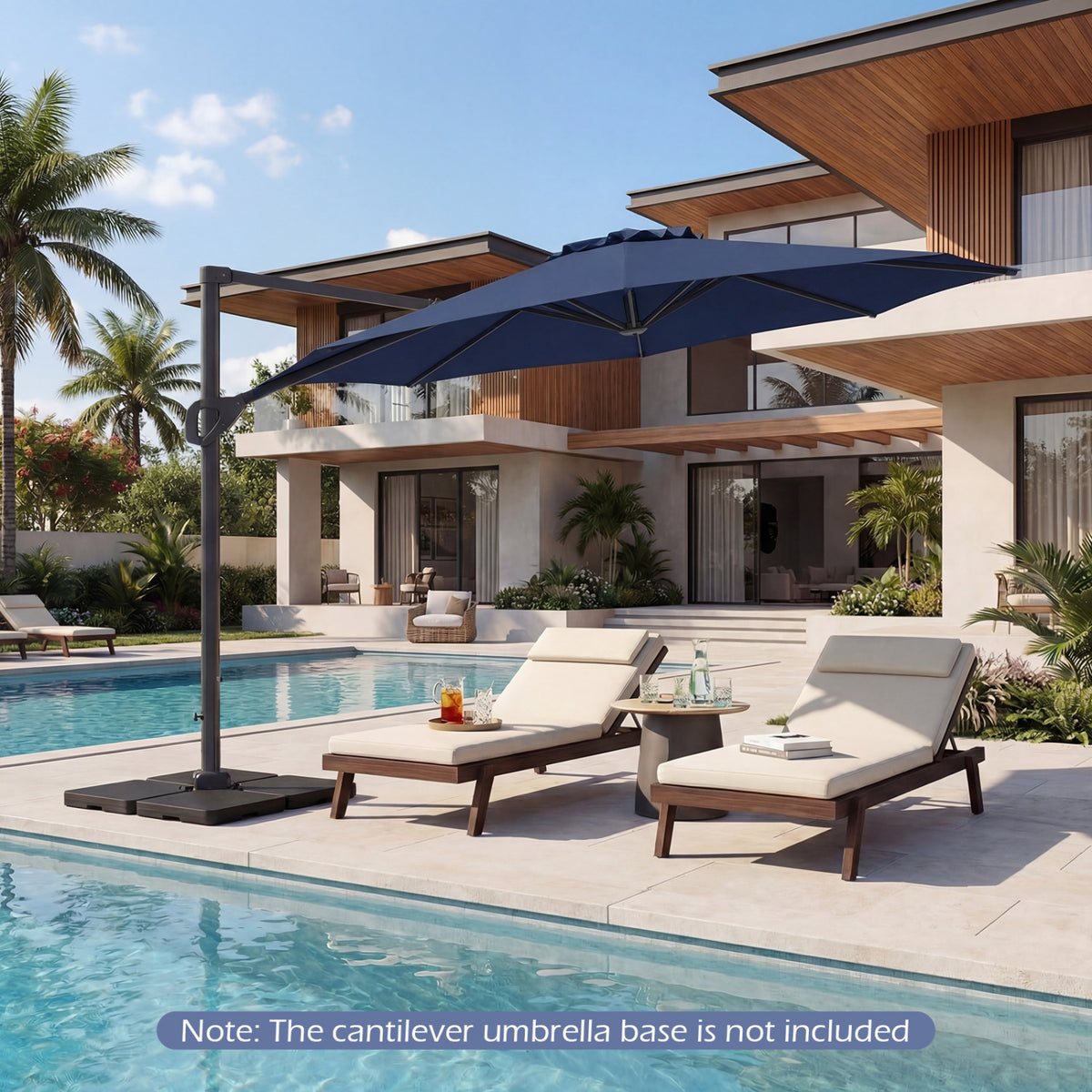 10 Feet Patio Cantilever Umbrella with Easy Tilt Adjustment-Navy