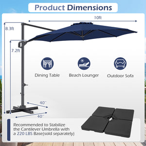 10 Feet Patio Cantilever Umbrella with Easy Tilt Adjustment-Navy