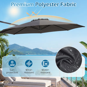 10 Feet Patio Cantilever Umbrella with Easy Tilt Adjustment-Gray