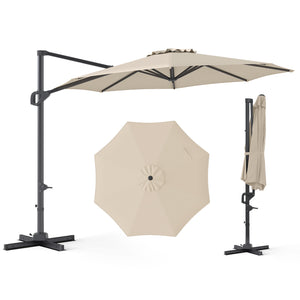 10 Feet Patio Cantilever Umbrella with Easy Tilt Adjustment-Beige