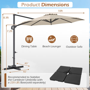 10 Feet Patio Cantilever Umbrella with Easy Tilt Adjustment-Beige